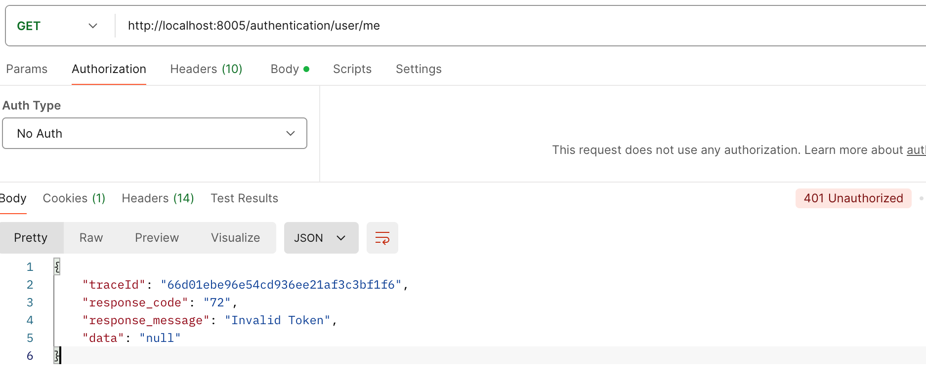 Current user fail endpoint