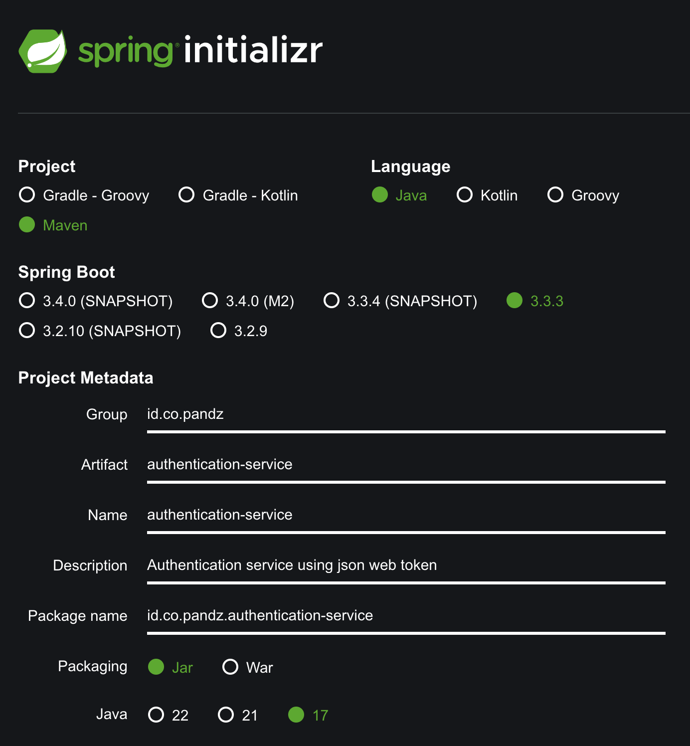 Initial spring project